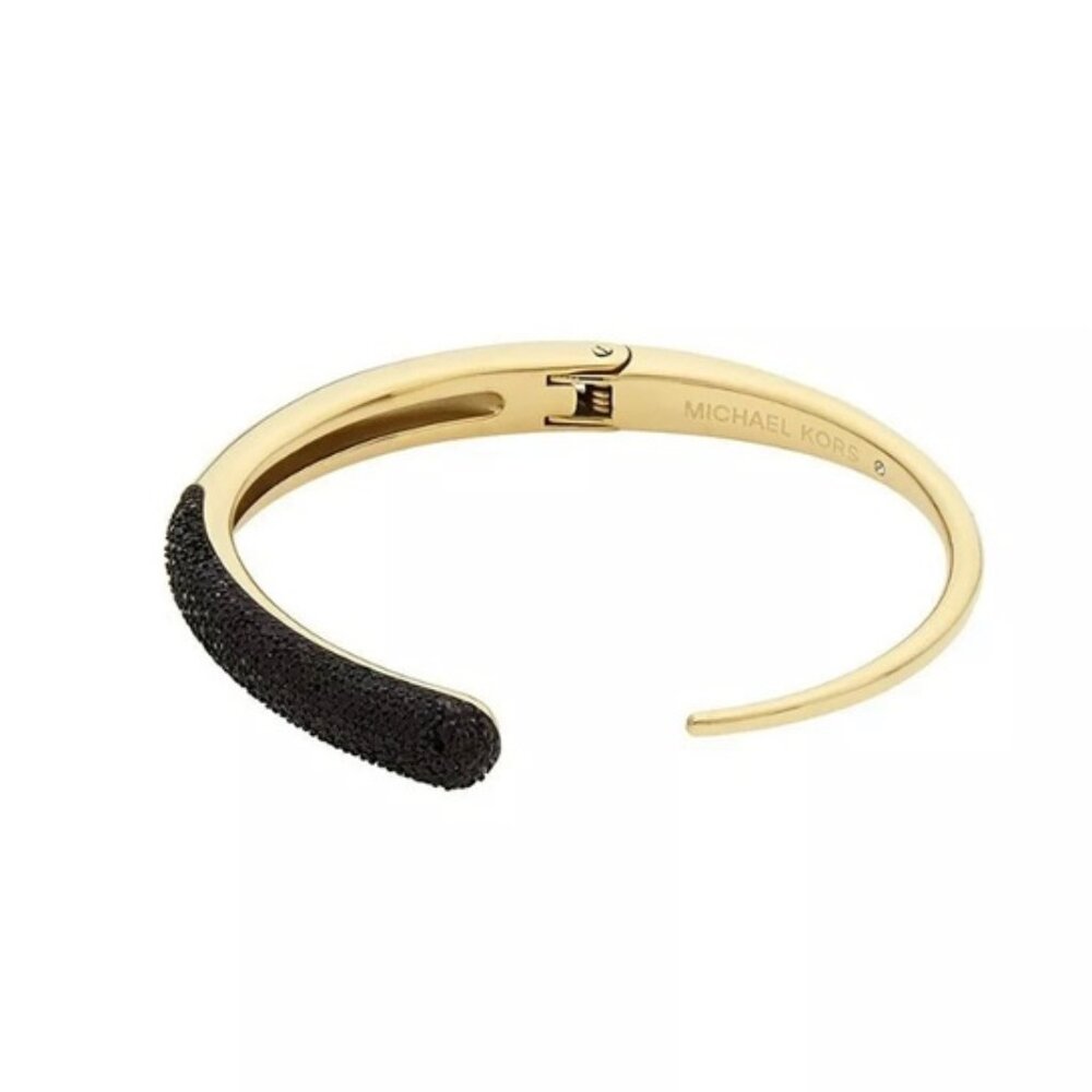Michael Kors Hinge Bangle Bracelet Black  Crystal